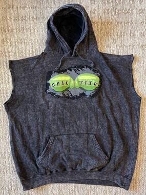 Woodward Men’s Sleeveless Muscle Hoodie XXL Acid Wash Black Gray Spill Line Gym
